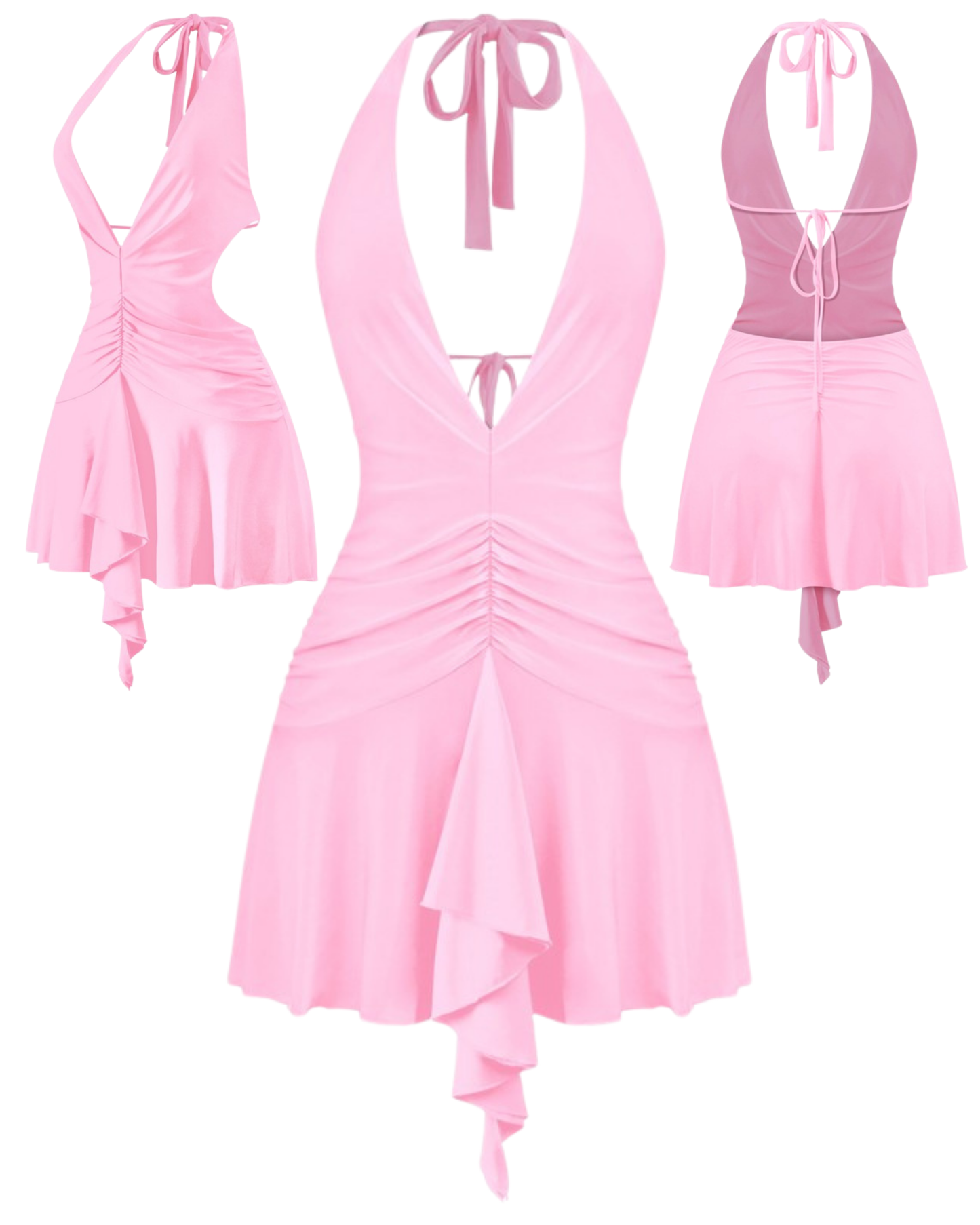 Open Back Halter Mini Dress