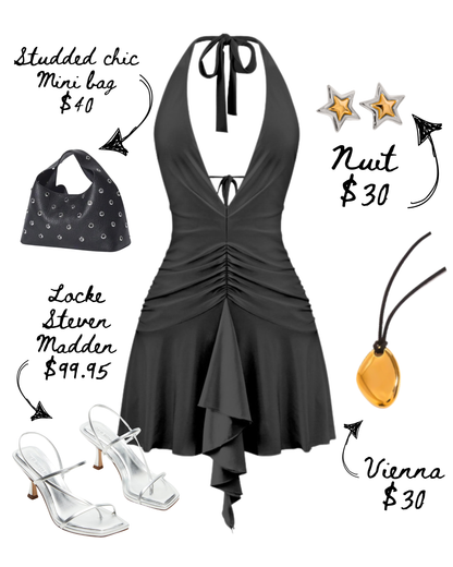 Open Back Halter Mini Dress