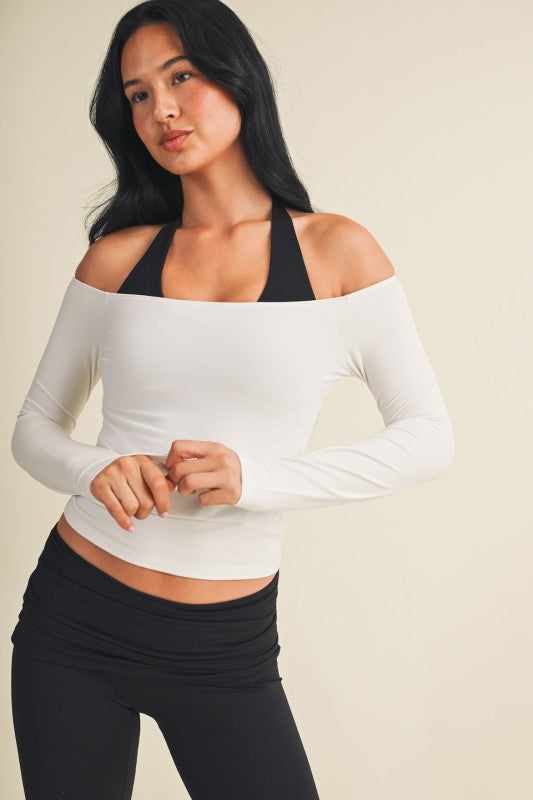 Soft Knit Off Shoulder Long Sleeve Top
