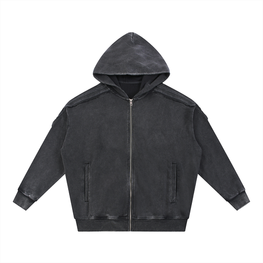 ESSENTIAL TAPE RAW EDGE ZIP HOODIE