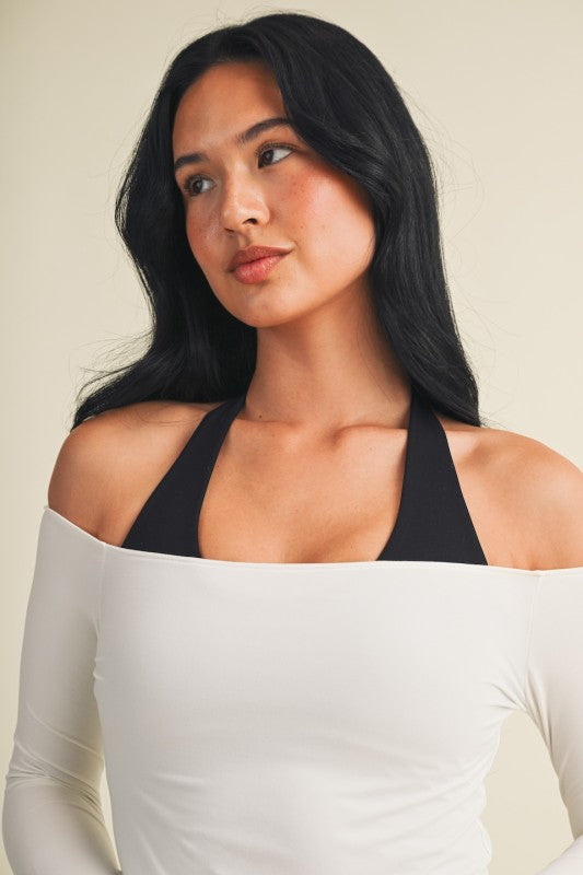 Soft Knit Off Shoulder Long Sleeve Top