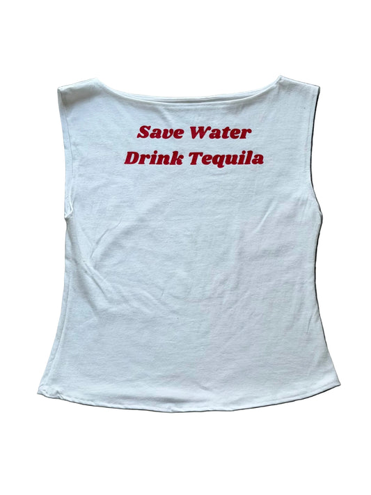 1/1 Vintage Boat Neck Tee - Save Water, Drink Tequila