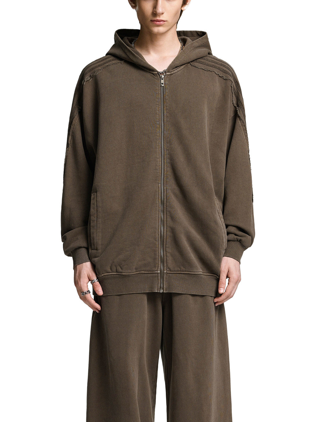 ESSENTIAL TAPE RAW EDGE ZIP HOODIE