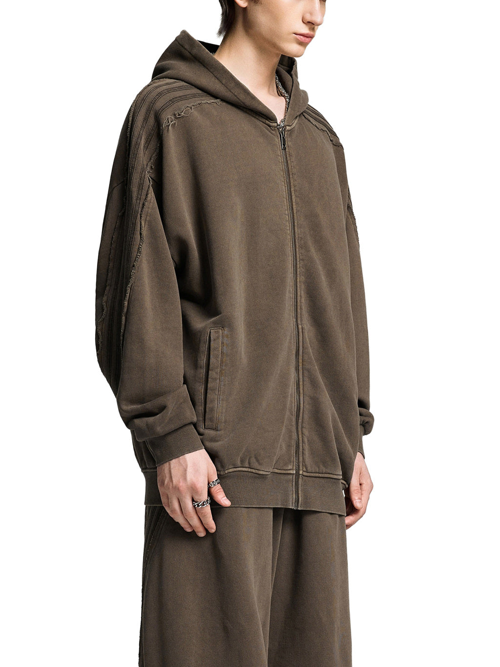 ESSENTIAL TAPE RAW EDGE ZIP HOODIE